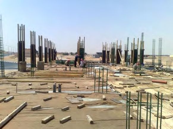 Starter bars over the foundations